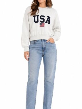 1897 Size Medium White USA Crewneck Sweatshirt